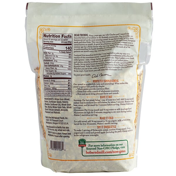 Bob's Red Mill 40 oz. Old Country Style Muesli Cereal - 4/Case