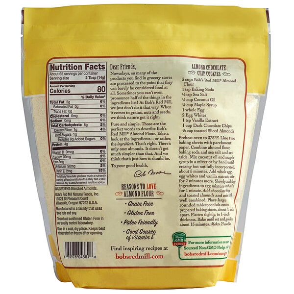 Bob's Red Mill Gluten-Free Super-Fine Blanched Almond Flour 32 oz. - 4/Case