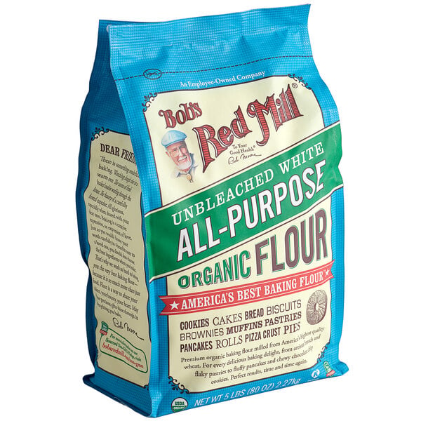 Bob's Red Mill Organic Unbleached All-Purpose Flour 5 lb. - 8/Case