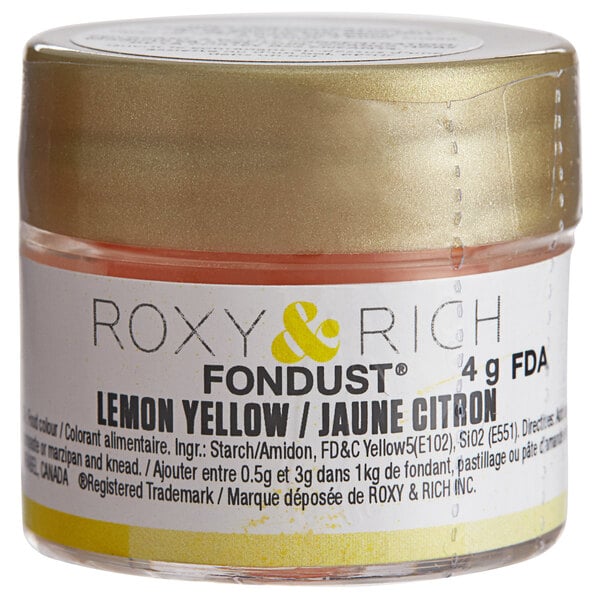 Roxy & Rich 4 Gram Lemon Yellow Fondust Hybrid Food Color