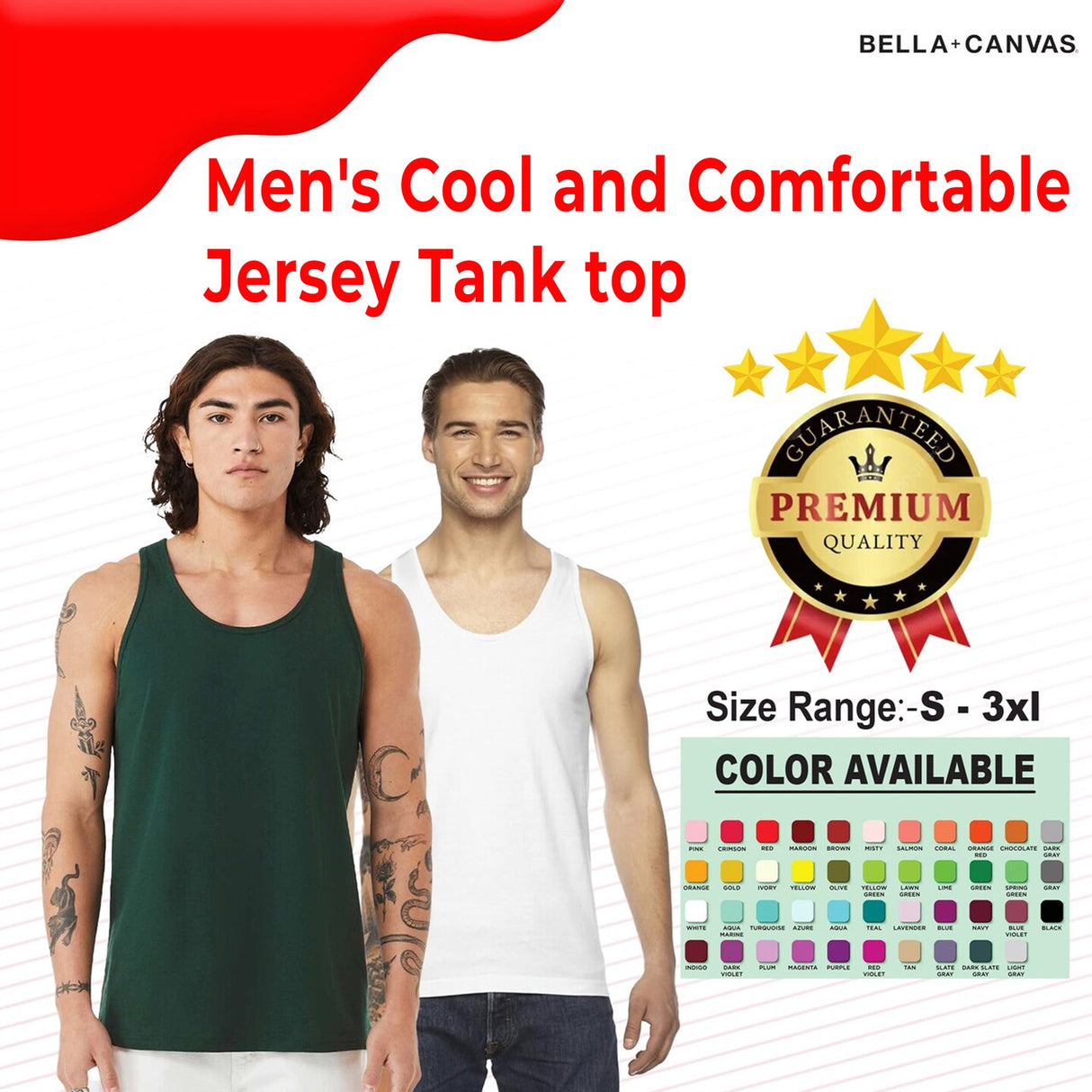 BELLA + CANVAS® Men's Cool and Comfortable Crewneck Sleeveless Jersey Tank top