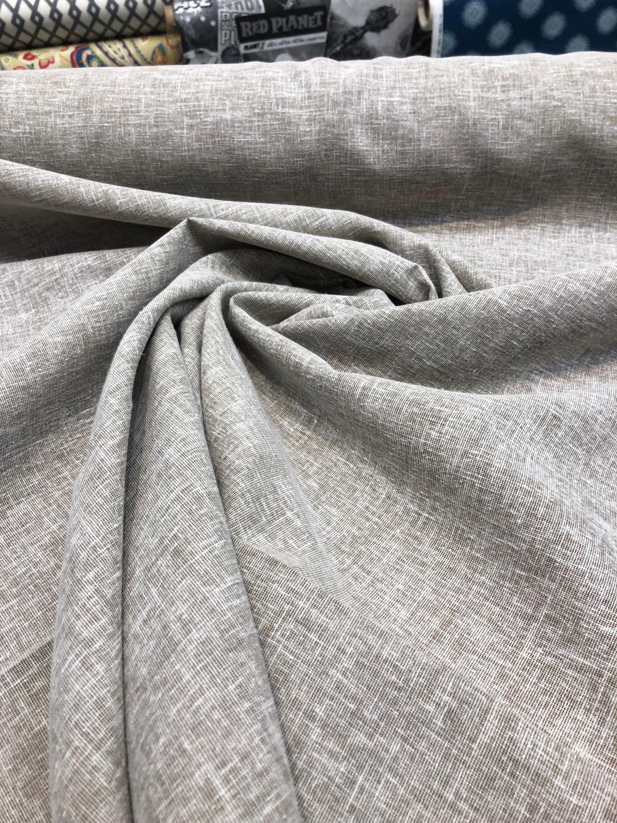 Sabra Stone Polyester Cotton Sheer Fabric - Stone Linen Look, 55" Width (1 Yard)