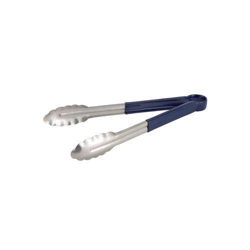 Winco Utility Tongs, Heavy Duty, with Vinyl Sleeve, 12" Blue
