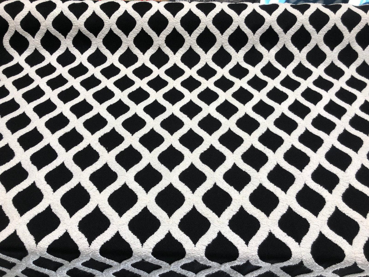Valiant Time Polyester Fabric - Black Embroidered Modern Rope, 54" Width (1 Yard)
