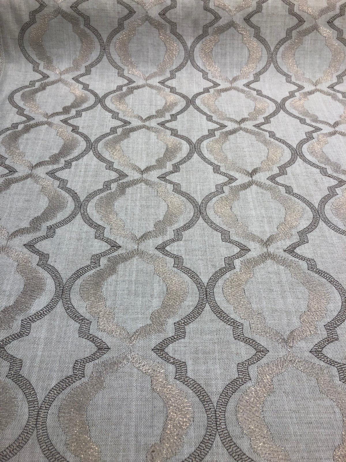 Barriester Natural Embroidered Polyester Fabric - Beige, Natural, 56" Width (1 Yard)