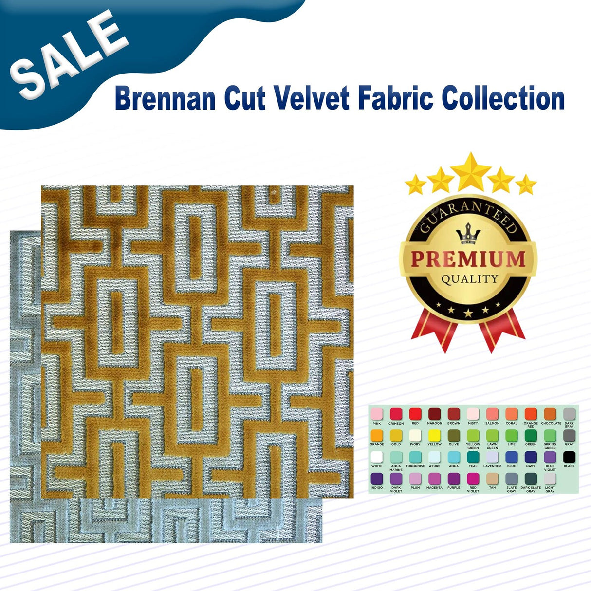1 Yard Brennan Cut Velvet Fabric Collection