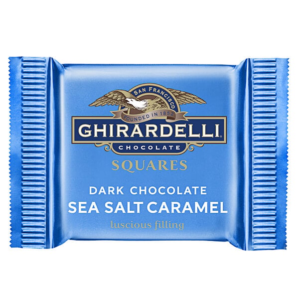 Ghirardelli Individually Wrapped Dark Chocolate Sea Salt Caramel Squares - 430/Case