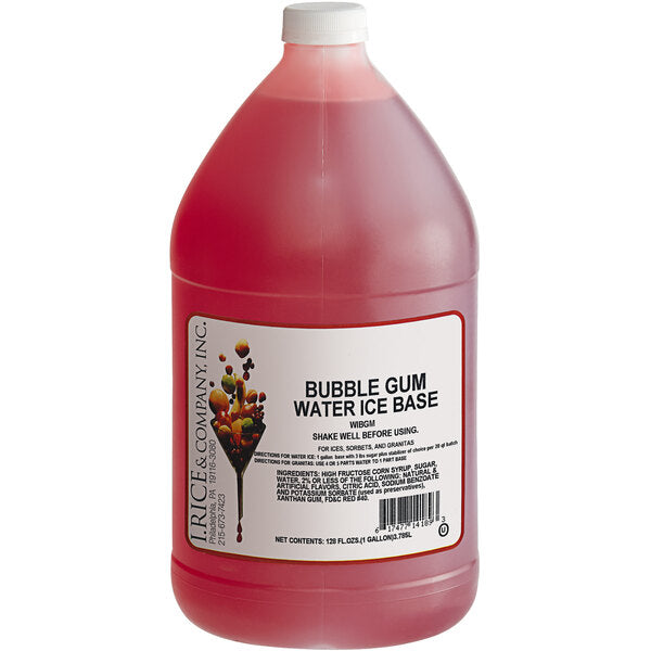 I. Rice 1 Gallon Bubble Gum Water Ice Base - 4/Case