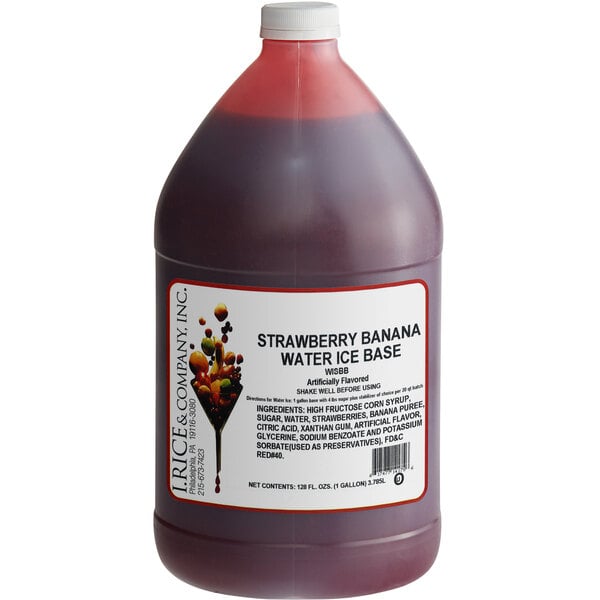 I. Rice 1 Gallon Strawberry Banana Water Ice Base - 4/Case