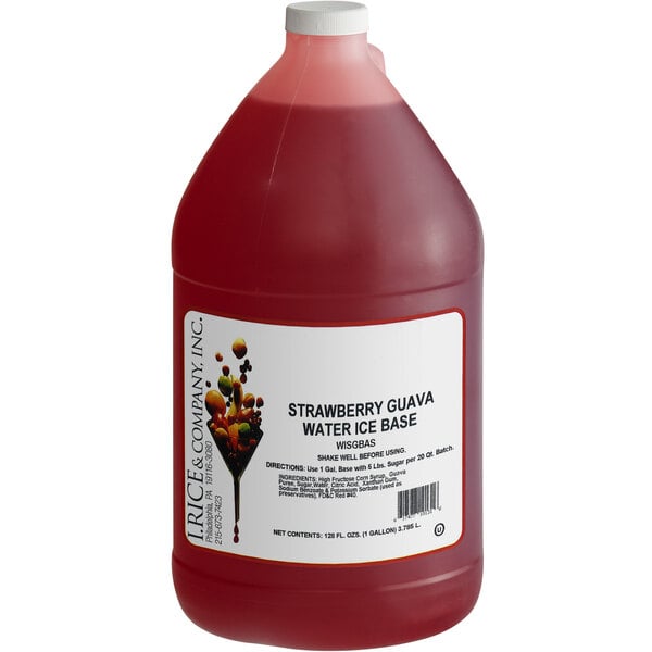 I. Rice 1 Gallon Strawberry Guava Water Ice Base - 4/Case