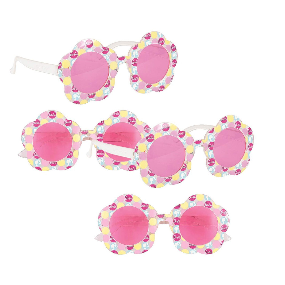 Barbie Flower-Shaped Pink Glasses – Set of 4