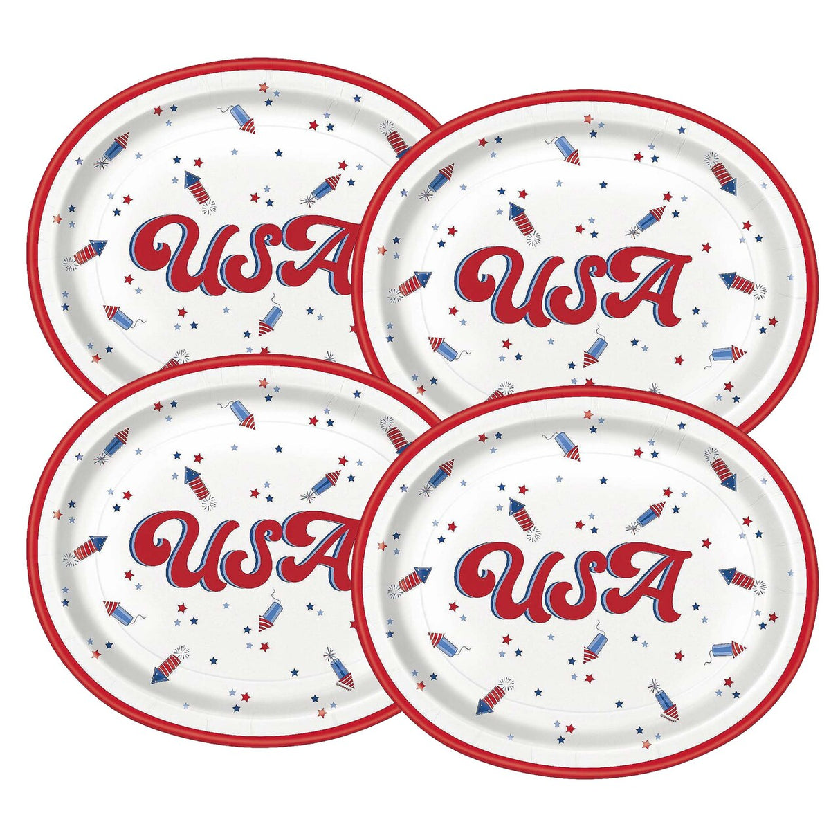 Patriotic USA Oval 12" Plates 8ct