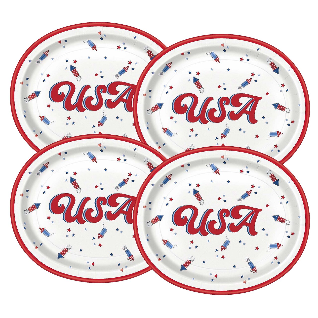 Patriotic USA Oval 12" Plates 8ct