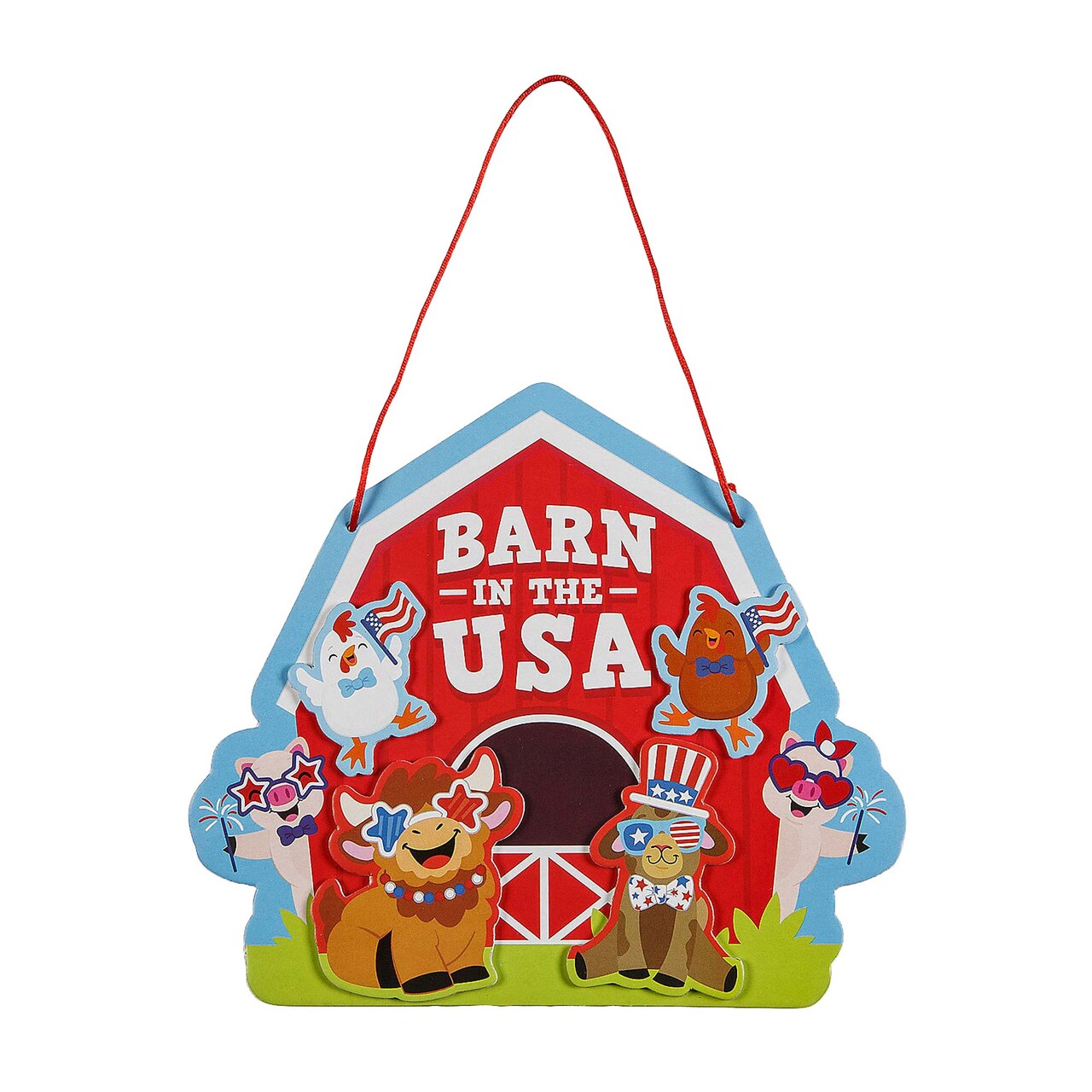 6 1/2" x 5 1/2" Patriotic Barn in the USA Animals Sign Craft Kits Makes 12