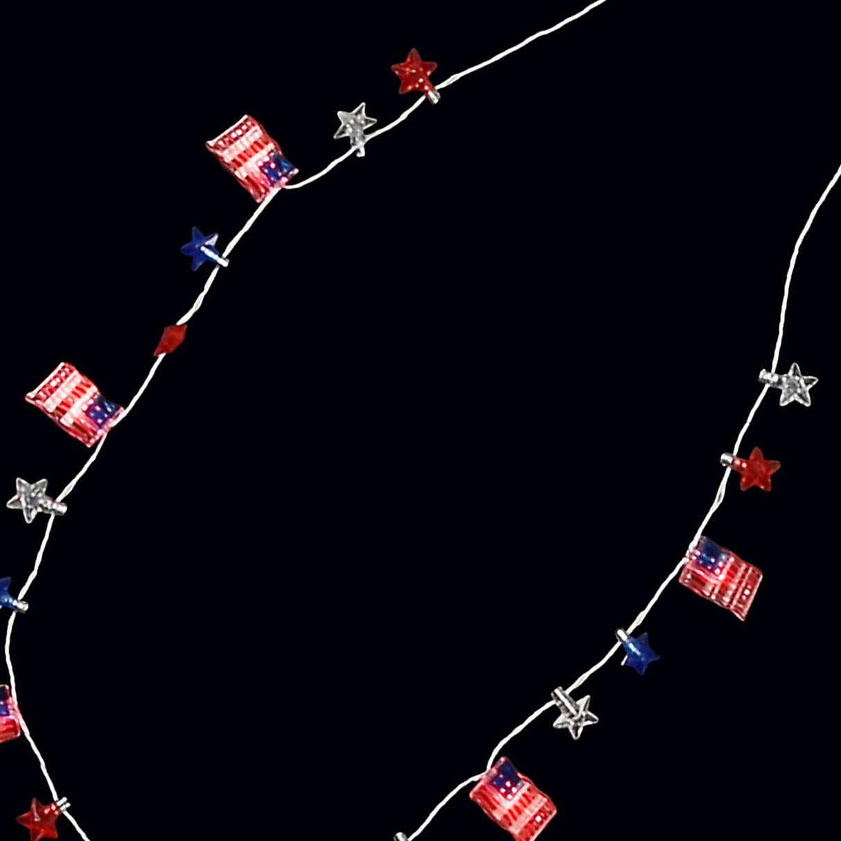 33" Patriotic Light-Up Flags with Stars Necklace 6 Pieces