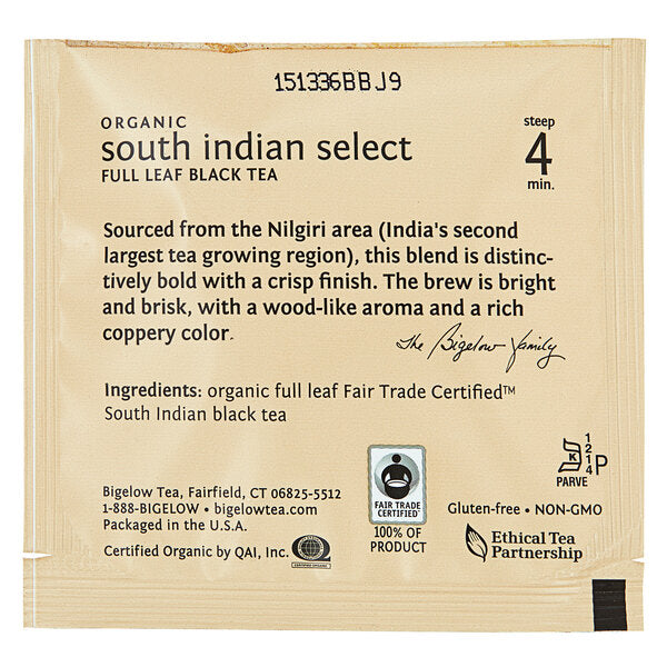 Steep Cafe By Bigelow Organic South Indian Select Black Tea Pyramid Sachets - 50/Case