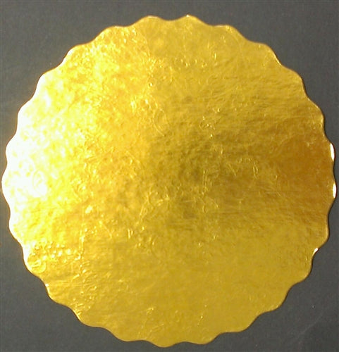 8" Round Gold Scalloped Cake Pad