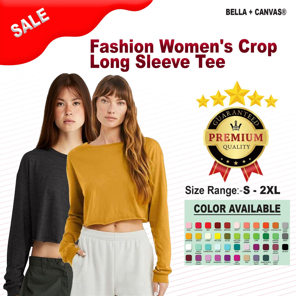 BELLA + CANVAS® Fashion Women's Cropped Long Sleeve T-Shirt