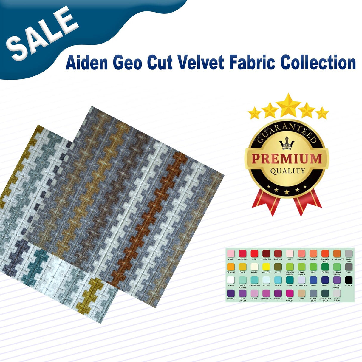 1 Yard Aiden Geo Cut Velvet Fabric Collection