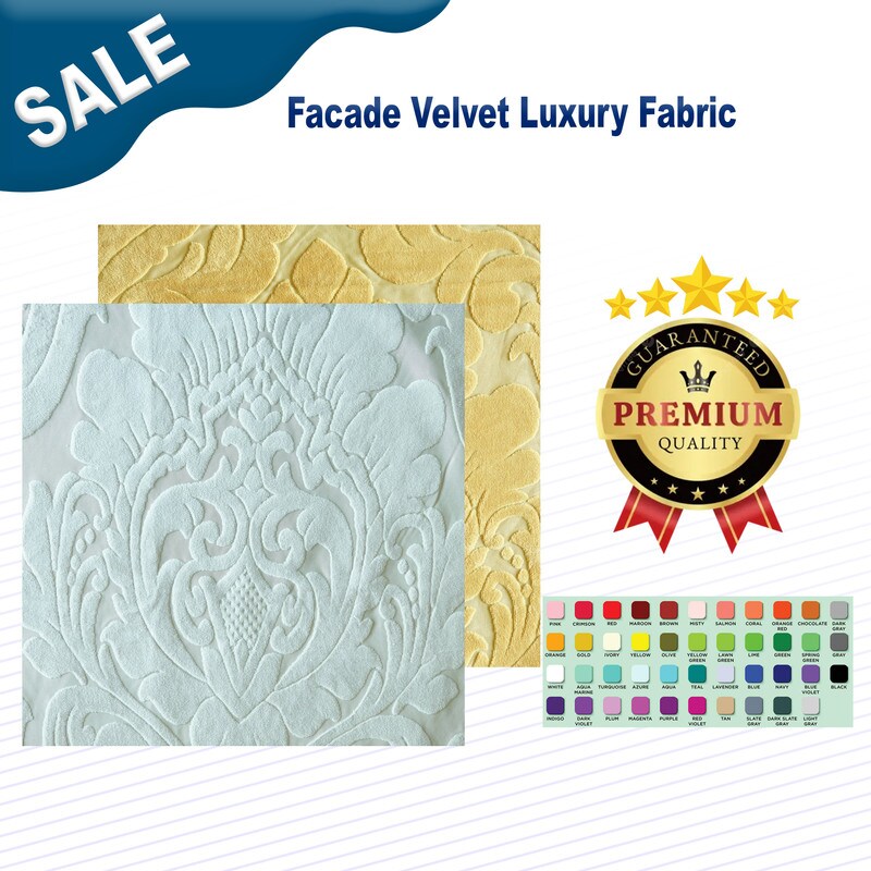 1 Yard Luxury Facade Velvet Fabric 54" Wide, Soft Luxury Polyester for Drapery & Pillows