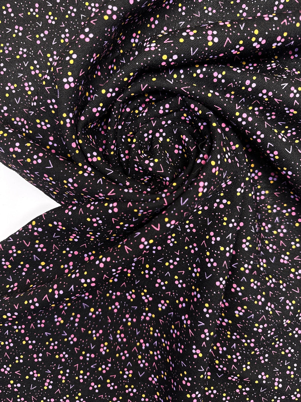 Virgin Wool Printed Black Pink Fabric