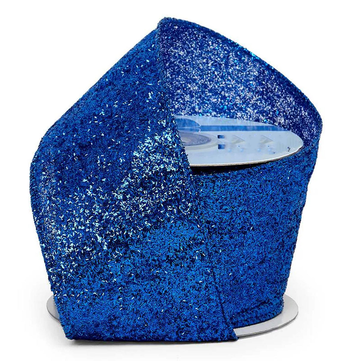 Grand Glitter Wired Fabric Ribbon 2 1/2 '' X 10 yd Royal Color 1 / roll