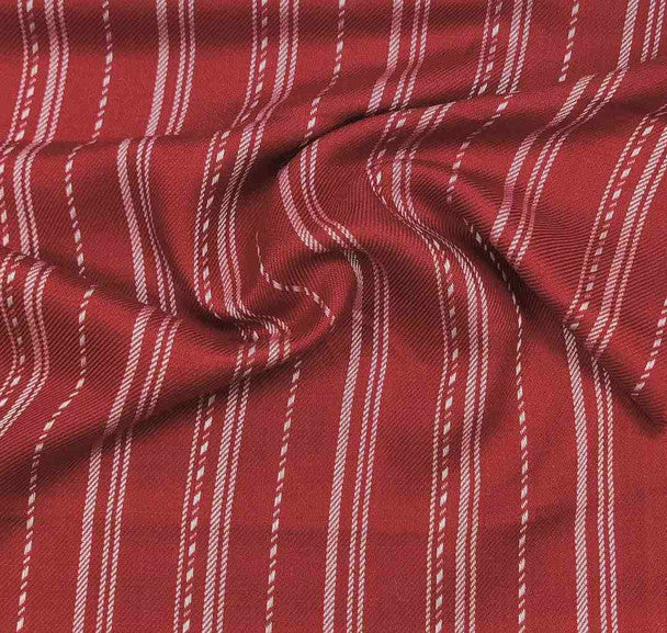 1 Yard Rayon Twill Yarn Dyed Stripe Fabric Burgundy Wide Medium Weight Apparel Material 54/55 Inches Width