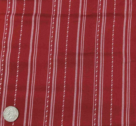 1 Yard Rayon Twill Yarn Dyed Stripe Fabric Burgundy Wide Medium Weight Apparel Material 54/55 Inches Width