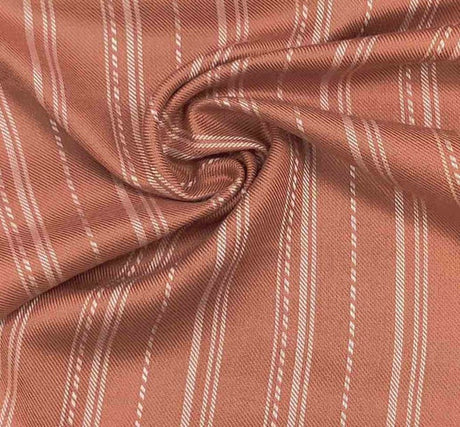 1 Yard Soft Rayon Twill Yarn Dyed Stripe Fabric Rust For Apparel Projects 54/55 Inches Width