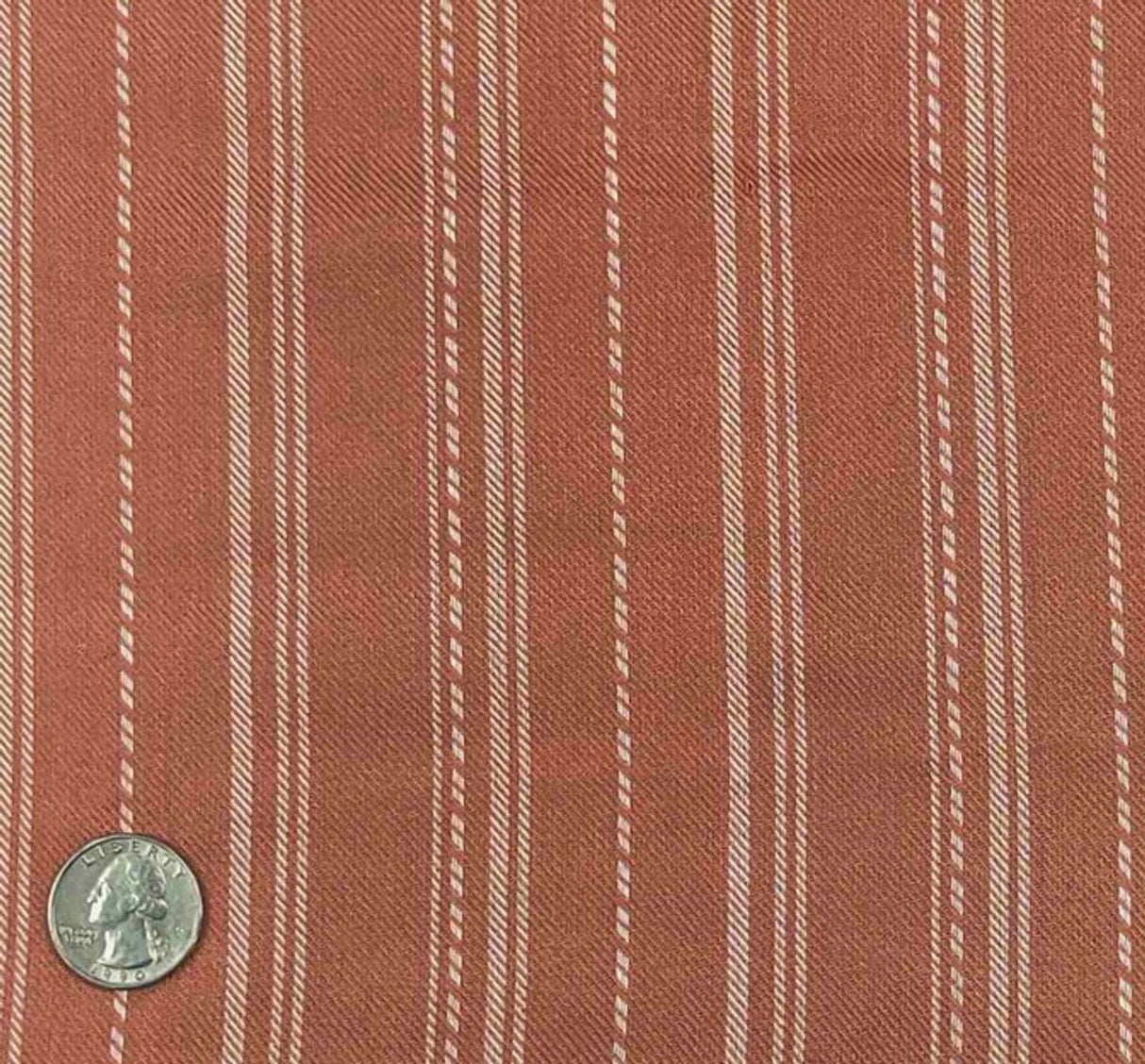 1 Yard Soft Rayon Twill Yarn Dyed Stripe Fabric Rust For Apparel Projects 54/55 Inches Width