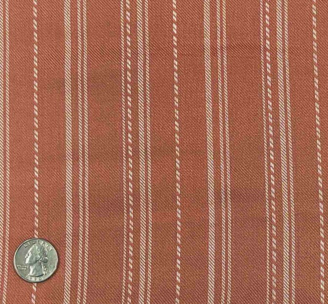 1 Yard Soft Rayon Twill Yarn Dyed Stripe Fabric Rust For Apparel Projects 54/55 Inches Width