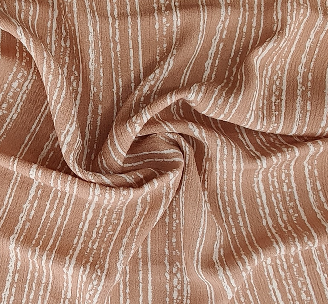 Rayon Crinkle Rayon Fabric - Taupe/Ivory Crinkled Texture, 50/52" Width