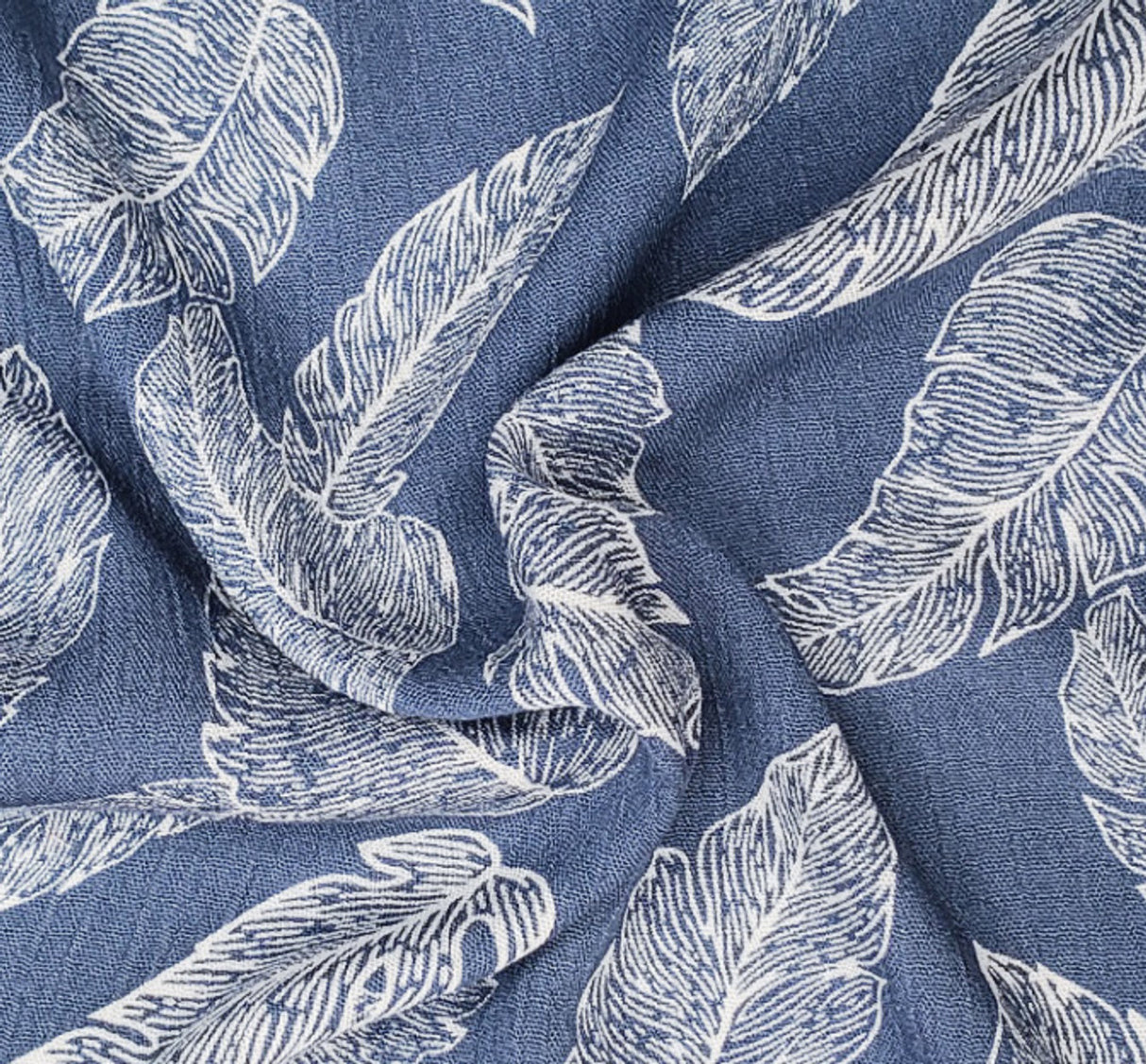 1 Yard Rayon Crinkle Denim Ivory Woven Fabric, 50/52″ Wide 100% Rayon