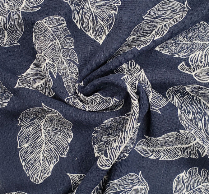1D1057 Rayon Crinkle Fabric - Navy Ivory, 50/52" Width (1 Yard)