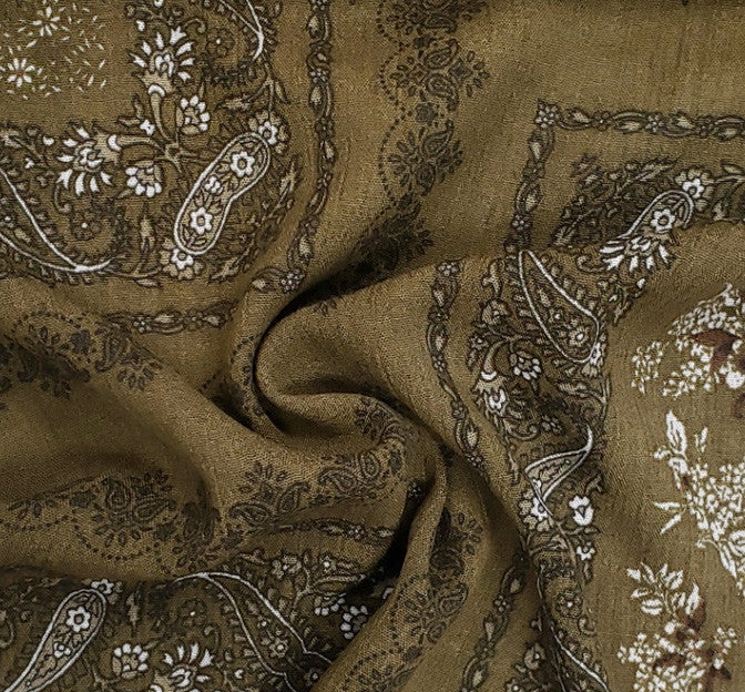 Rayon Crinkle 1D1478 Rayon Fabric - Military Olive, Crinkle Texture, 50/52" Width (1 Yard)