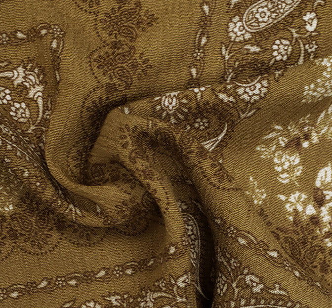 Rayon Crinkle 1D1478 100 Percent Rayon Fabric - Mustard Gold, Crinkle Texture, 50/52" Width
