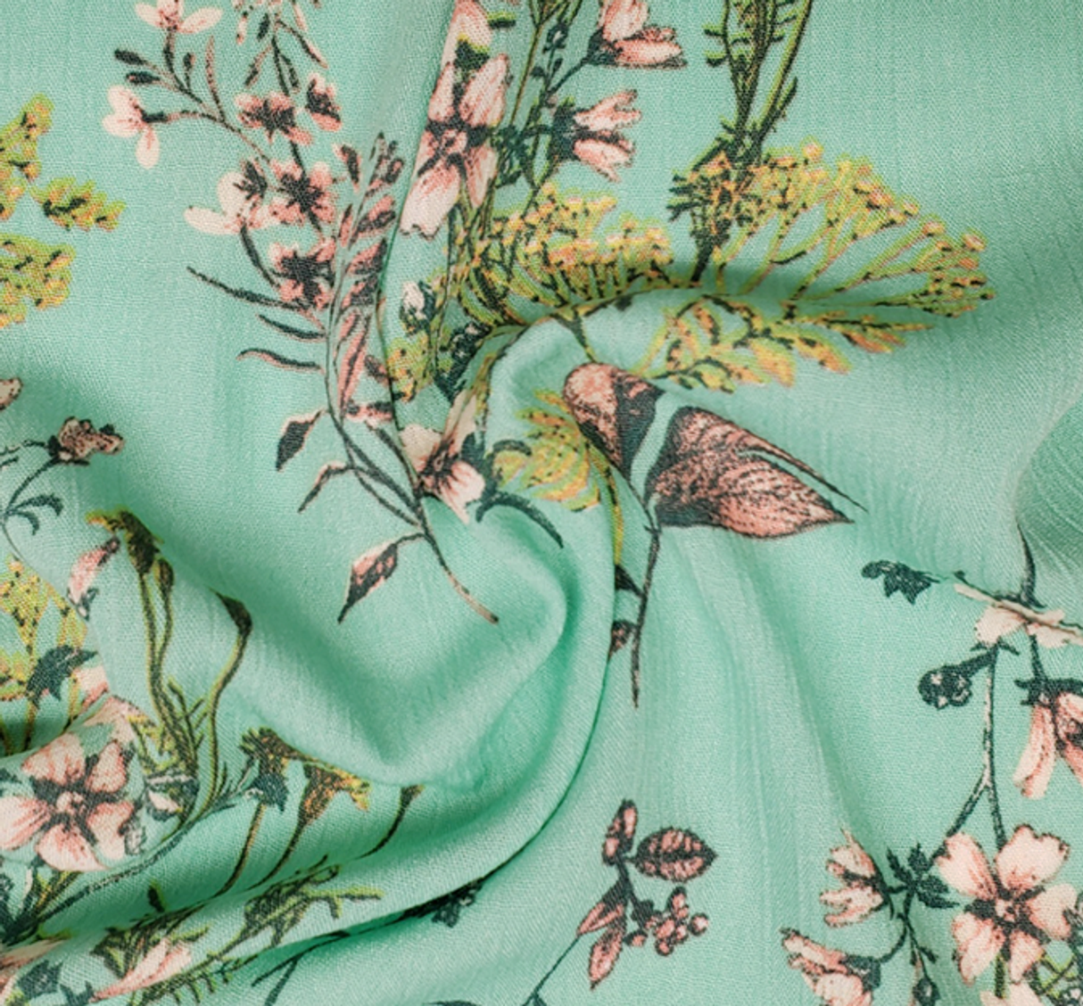 1 Yard Comfortable 50/52" Apparel Fabric Rayon Crinkle Fabric in Mint