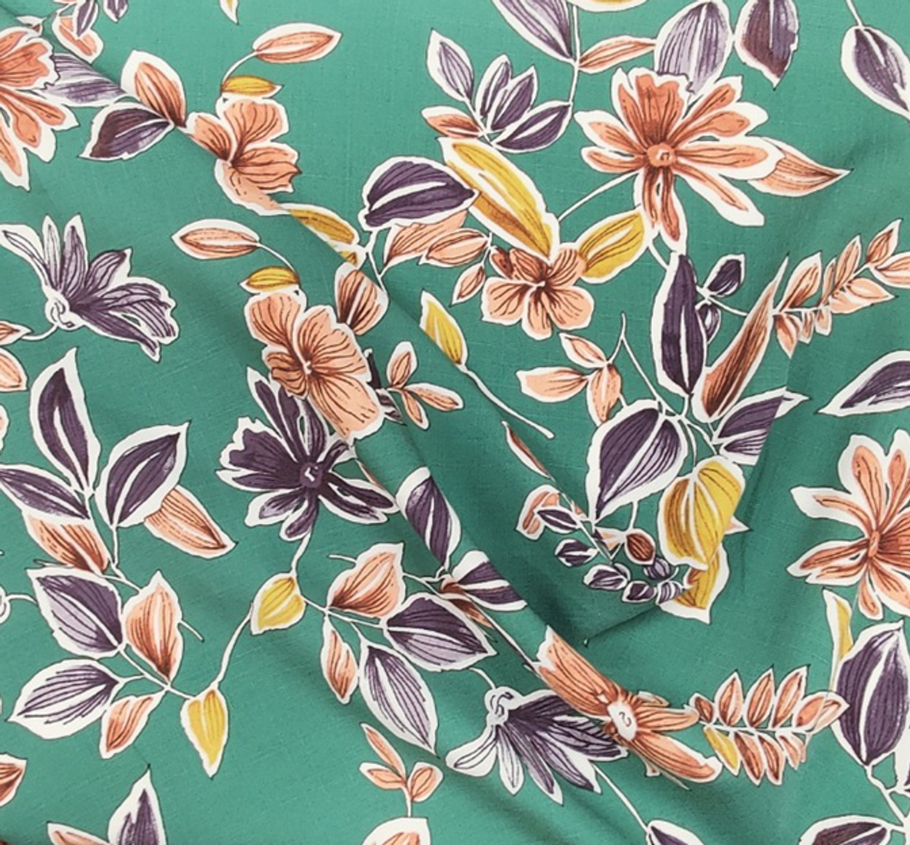 1 Yard Dark Ivy Rayon Slub Fabric for Apparel Dresses Shirts Skirts Sewing Projects Width 55/56"