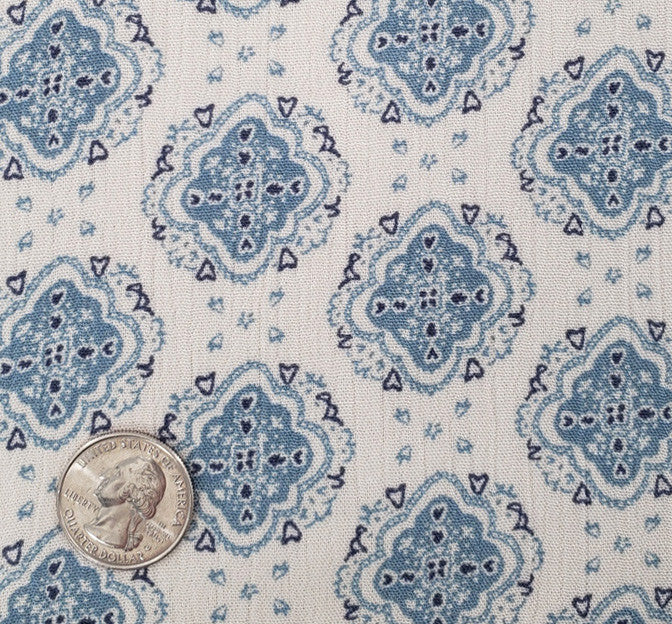 1D1724 Denim Blue Rayon Crinkle Fabric - Denim Blue Textured Crinkle, 50/52" Width (1 Yard)