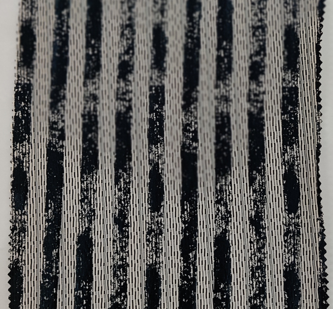 Poly Jacquard Spandex Fabric - Black/Ivory Foil Jacquard, 58/60" Width