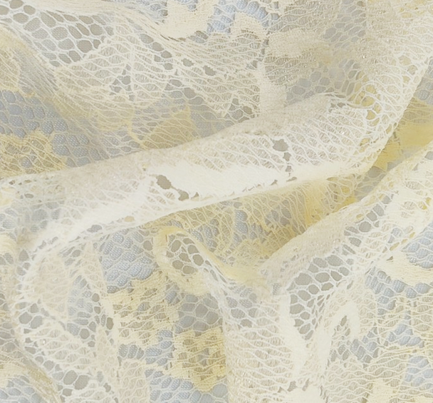 1 Yard Beige Soft Lace Fabric, 58/60" Wide, 100% Nylon for Apparel & Dresses