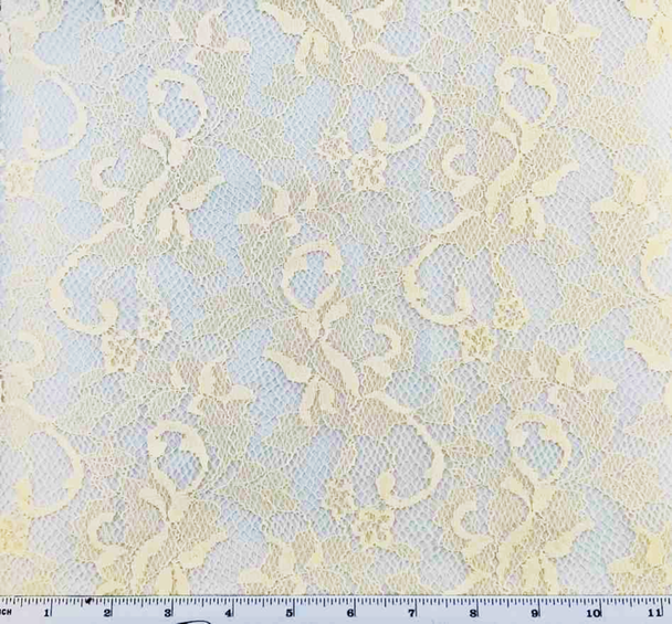 1 Yard Beige Soft Lace Fabric, 58/60" Wide, 100% Nylon for Apparel & Dresses