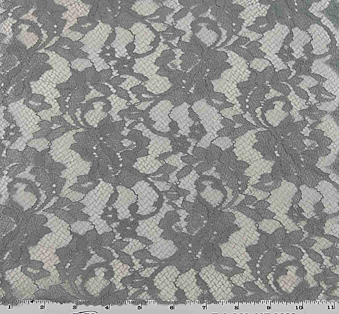 Lace 1D426 Grey Nylon Fabric - Grey Solid Lace, 58/60" Width