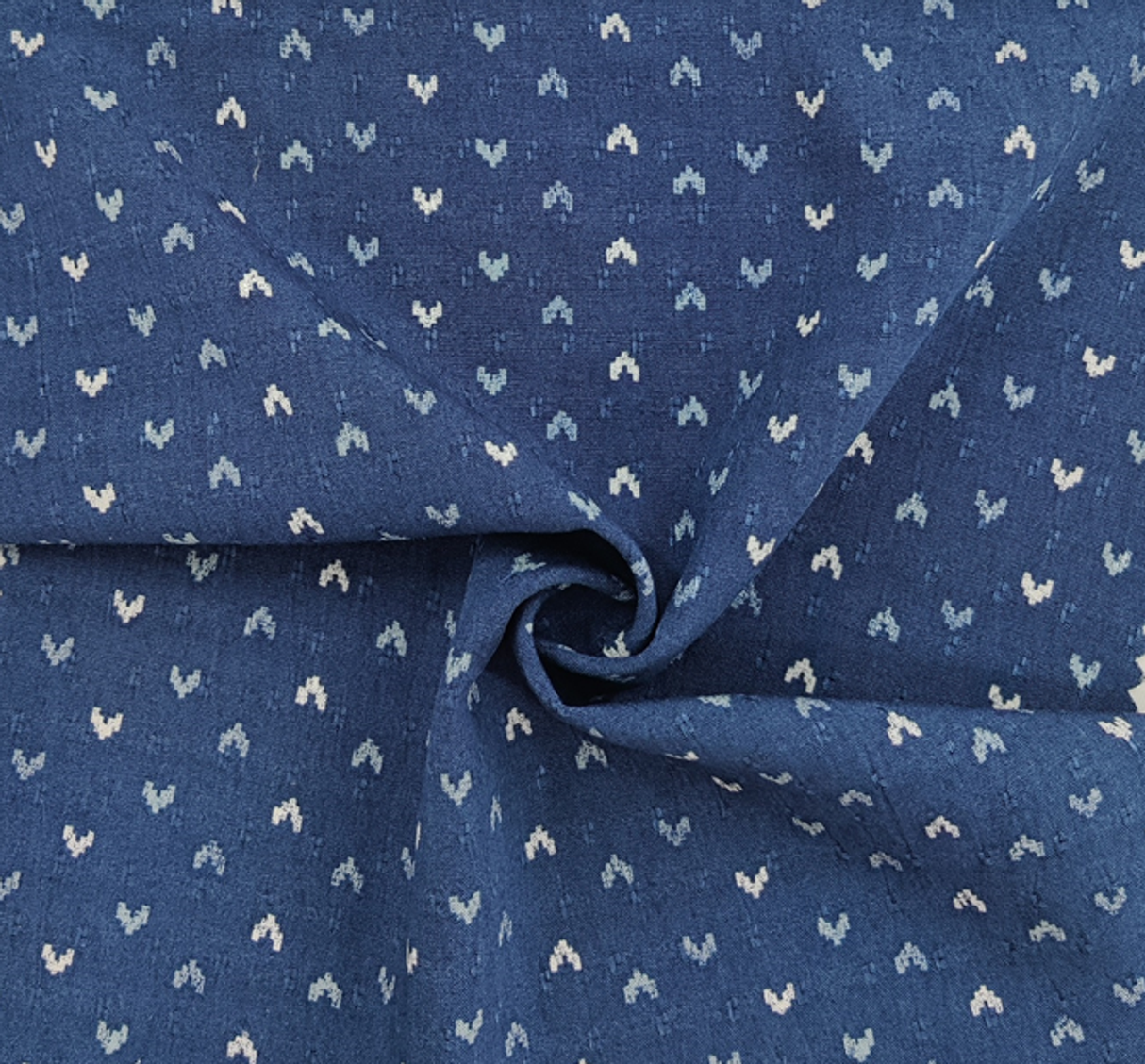1 Yard Yoryu Jacquard Fabric Denim Blue Rayon Crinkled Lightweight Apparel Material 55 56 Inch Width
