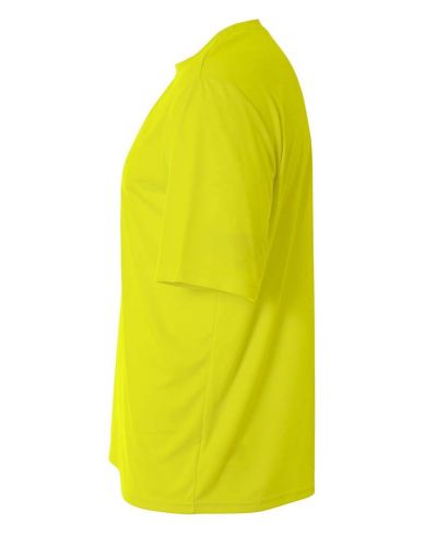 A4 NB3142 Youth Cooling Performance Crew Micro Poly Interlock Fabric - Safety Yellow, 44+ UPF, Moisture Wicking, Stain Release, Odor Resistant (4.0 Ounce)