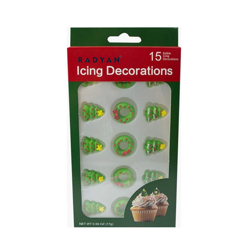 Holiday Cake Decorations – Edible Christmas Mix 15 Count