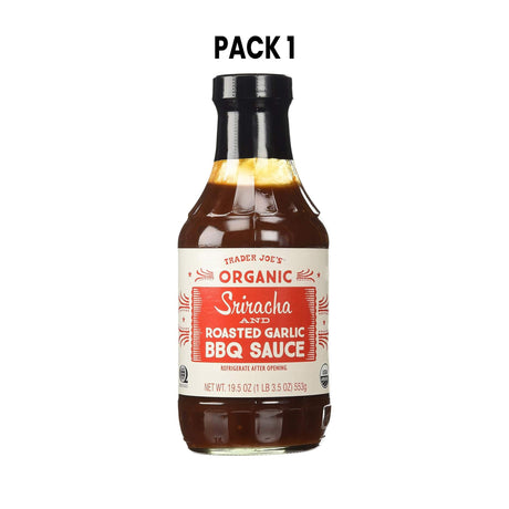 Trader Joe's Organic Sriracha and Roasted Garlic BBQ Sauce Bundle 19.5 Oz