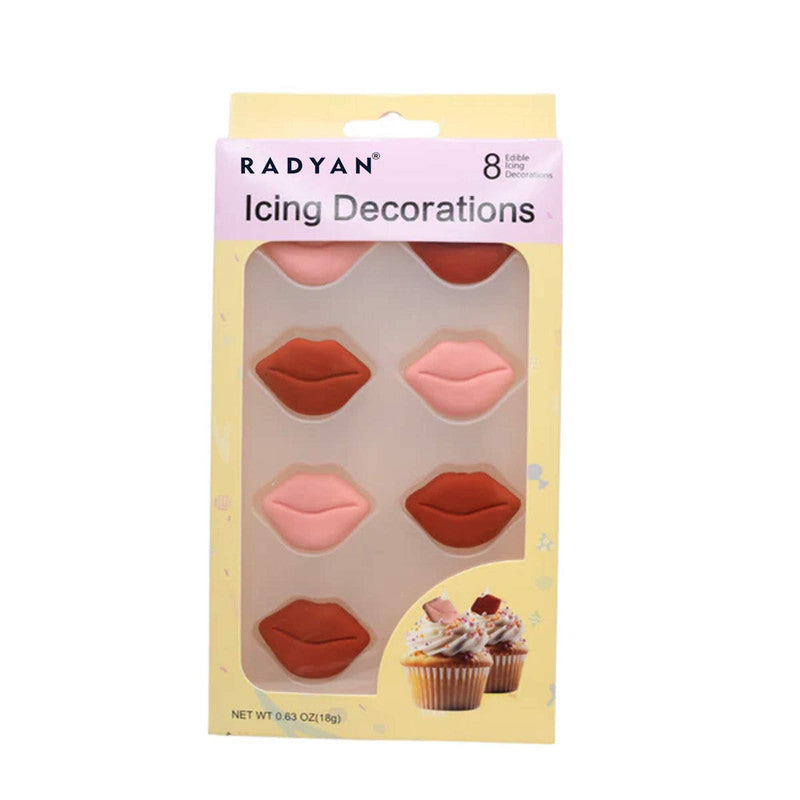 Edible Valentines Cake Decorations Red & Pink Lips