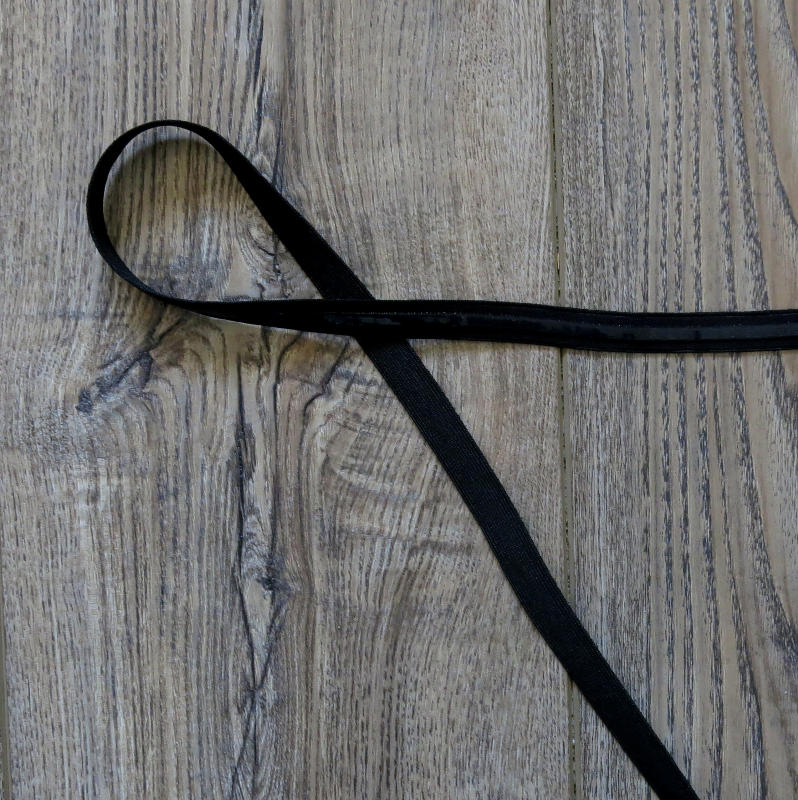 Silicone Backed Elastic Black 1/2"