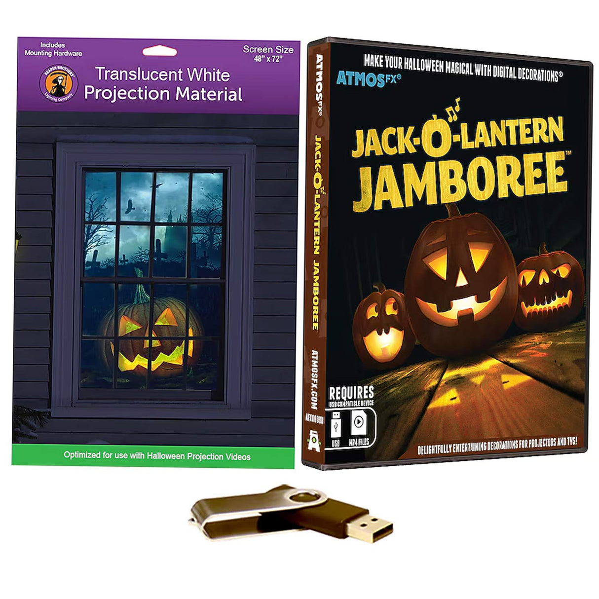 60 Inches Hanging Happy Halloween Digital Jack-o-Lantern Decoration